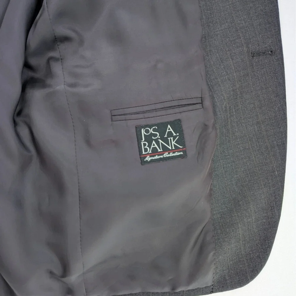 🧥 Jos A Bank Signature 100% Wool Blazer Charcoal Gray 44R Classic